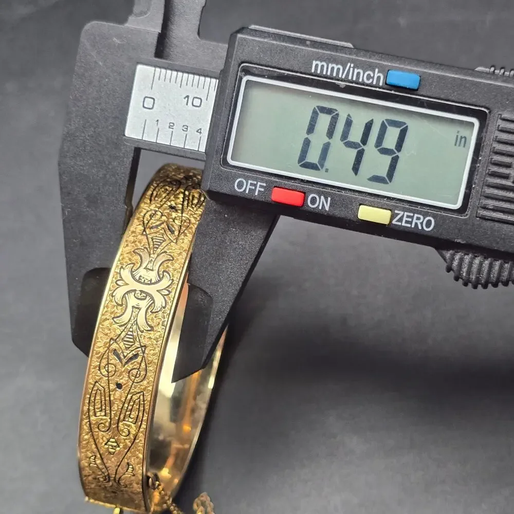 Dunn Bros 10K Gold Filled Bangle Bracelet Etched Vintage Costume Jewelry